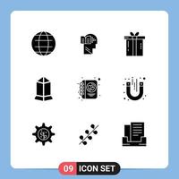 Modern Set of 9 Solid Glyphs Pictograph of diary crypto dinner coin thanksgiving Editable Vector Design Elements