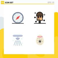 User Interface Pack of 4 Basic Flat Icons of compass alert location ice fire Editable Vector Design Elements