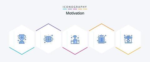 Motivation 25 Blue icon pack including present. list. award. clipboard. number vector