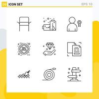 Group of 9 Modern Outlines Set for hold diamond best percentage discount Editable Vector Design Elements