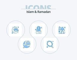 Islam And Ramadan Blue Icon Pack 5 Icon Design. building. muslim. building. islamic. girl vector