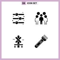 Set of 4 Modern UI Icons Symbols Signs for design element cross toggle switch leadership station Editable Vector Design Elements