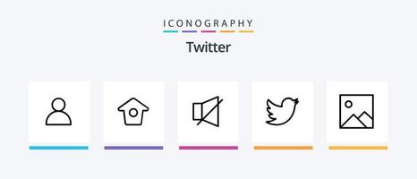 paquete de iconos de la línea 5 de Twitter que incluye . poder. flecha de bucle gorjeo. como. diseño de iconos creativos vector