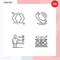 4 User Interface Line Pack of modern Signs and Symbols of arrows skills right phone professional ability Editable Vector Design Elements