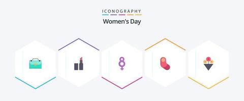 Womens Day 25 Flat icon pack including baby. womens. women. women. symbol vector