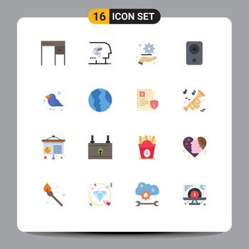 16 concepto de color plano para sitios web móviles y aplicaciones interfaz de hardware de carnaval gadget computadoras paquete editable de elementos creativos de diseño de vectores