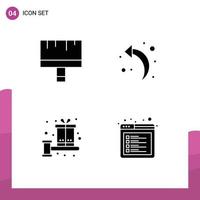 Pack of 4 creative Solid Glyphs of art gift tools left arrow bonus Editable Vector Design Elements