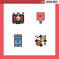 Universal Icon Symbols Group of 4 Modern Filledline Flat Colors of elearning application monitor board download Editable Vector Design Elements