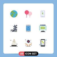 Modern Set of 9 Flat Colors Pictograph of upload mobile application euro mobile park Editable Vector Design Elements