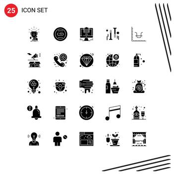 25 User Interface Solid Glyph Pack of modern Signs and Symbols of hardware nail optimization duplicate file Editable Vector Design Elements