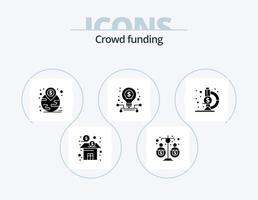 paquete de iconos de glifos de crowdfunding 5 diseño de iconos. valores. inversión. fondos. negocio. punto de referencia vector