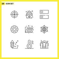 9 Thematic Vector Outlines and Editable Symbols of storage files system universal job Editable Vector Design Elements