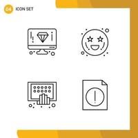 User Interface Pack of 4 Basic Filledline Flat Colors of design digital page emots phone Editable Vector Design Elements