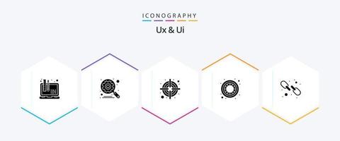 Ux And Ui 25 Glyph icon pack including web link. link. darts. hyperlink. creative vector