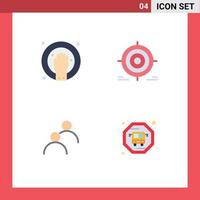 Set of 4 Modern UI Icons Symbols Signs for hand user spa darts avatar Editable Vector Design Elements