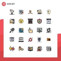 Pictogram Set of 25 Simple Filled line Flat Colors of keyboard computer online order paper wedding Editable Vector Design Elements