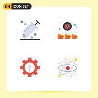 Set of 4 Modern UI Icons Symbols Signs for color lock picker folders setting Editable Vector Design Elements