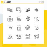 Modern Set of 16 Outlines and symbols such as plan marketing product eye focus Editable Vector Design Elements