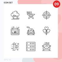 9 Thematic Vector Outlines and Editable Symbols of automobile october usa calendar target Editable Vector Design Elements