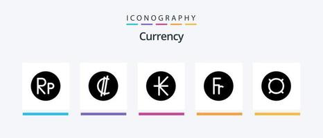 Currency Glyph 5 Icon Pack Including finance . franc . rican. lao. Creative Icons Design vector