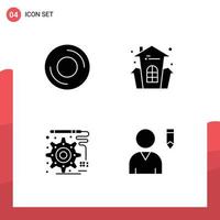 Editable Vector Line Pack of 4 Simple Solid Glyphs of computers design gadget celebration engineering Editable Vector Design Elements