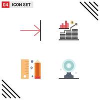 Mobile Interface Flat Icon Set of 4 Pictograms of arrow development business graph programing Editable Vector Design Elements