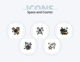 Space Line Filled Icon Pack 5 Icon Design. car. observation. space. balloon. adventure vector