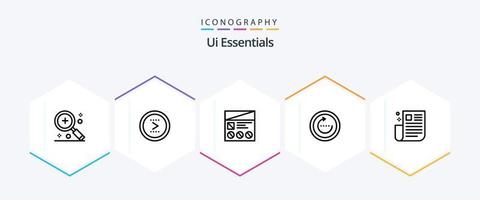 Ui Essentials 25 Line icon pack including reload. browser. next. usability. prototype vector