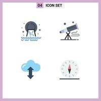 Editable Vector Line Pack of 4 Simple Flat Icons of pipe space sewage spyglass arrow Editable Vector Design Elements