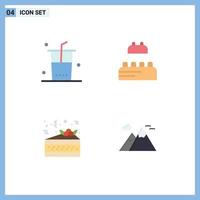 4 Universal Flat Icons Set for Web and Mobile Applications drinks pizza shopping lego nature Editable Vector Design Elements