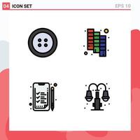 Set of 4 Commercial Filledline Flat Colors pack for button life design business lump Editable Vector Design Elements