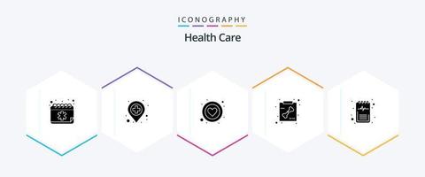 cuidado de la salud paquete de iconos de 25 glifos que incluye salud. radiografía. cuidado. esqueleto. hueso vector