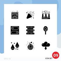 Set of 9 Modern UI Icons Symbols Signs for hosting toggle party switch smoke Editable Vector Design Elements