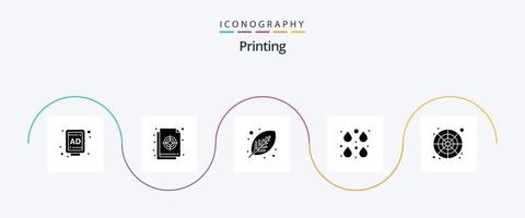 paquete de iconos de glifo 5 de impresión que incluye pintura. gotas. ecológico soltar. imprimir d vector