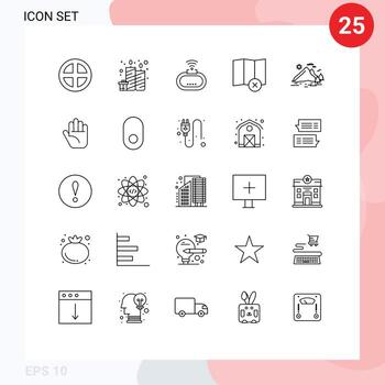 conjunto de 25 iconos de ui modernos símbolos signos para elementos de diseño de vector editables de señal de eliminación de señal de mapa de colina
