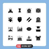 Paquete de glifos sólidos de 16 interfaces de usuario de signos y símbolos modernos de flechas aprendizaje instantáneo en línea elementos de diseño de vectores editables en línea