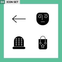 Set of 4 Commercial Solid Glyphs pack for arrow trip face thimble Layer 1 Editable Vector Design Elements