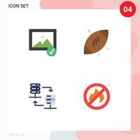 Set of 4 Commercial Flat Icons pack for image server rack dad football fire Editable Vector Design Elements