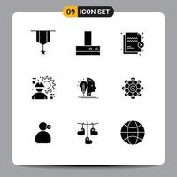 Pack of 9 Modern Solid Glyphs Signs and Symbols for Web Print Media such as gear engineer deny construction worker transfer Editable Vector Design Elements