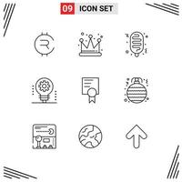 Modern Set of 9 Outlines Pictograph of school certificate food robotics electronics Editable Vector Design Elements