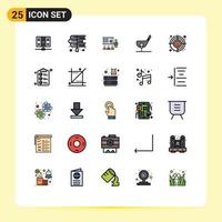 Universal Icon Symbols Group of 25 Modern Filled line Flat Colors of ball statistics laws people graph Editable Vector Design Elements