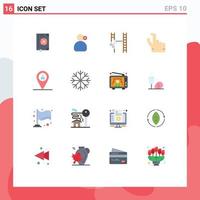 Pictogram Set of 16 Simple Flat Colors of man location cinema zoom out Editable Pack of Creative Vector Design Elements