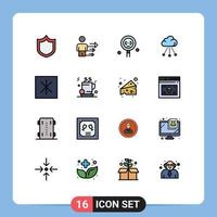 conjunto de 16 iconos modernos de la interfaz de usuario signos de símbolos para la tecnología de la nevera desarrollar elementos de diseño de vectores creativos editables en la nube de almacenamiento