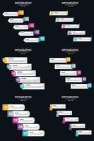 Vector 6 Infographics Pack Presentation slide template 5 Steps cycle diagrams and timelines