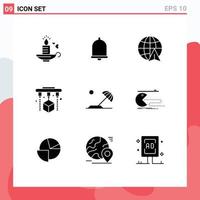 Set of 9 Modern UI Icons Symbols Signs for sun destination arrow beach printing Editable Vector Design Elements