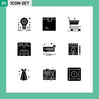 9 iconos creativos signos y símbolos modernos de dispositivo de producto de máquina de chat compras elementos de diseño vectorial editables vector