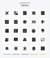 Creative Web Pack 25 Glyph Solid Black icon pack  Such As page. browser. web advancement. coding. web vector