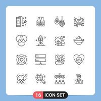 16 Universal Outlines Set for Web and Mobile Applications day tool repair repair food Editable Vector Design Elements