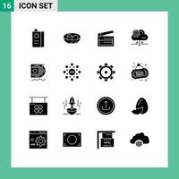 paquete de iconos vectoriales de stock de 16 signos y símbolos de línea para elementos de diseño vectorial editables de claqueta de huevo de nube de engranajes vector