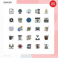 Pack of 25 Modern Filled line Flat Colors Signs and Symbols for Web Print Media such as launch optimization connection management clock Editable Vector Design Elements